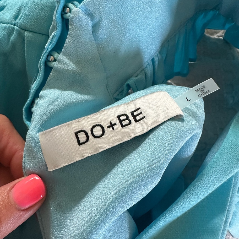 DO+BE Turquoise Ruffled Cross-Back Top - Picture 3 of 4